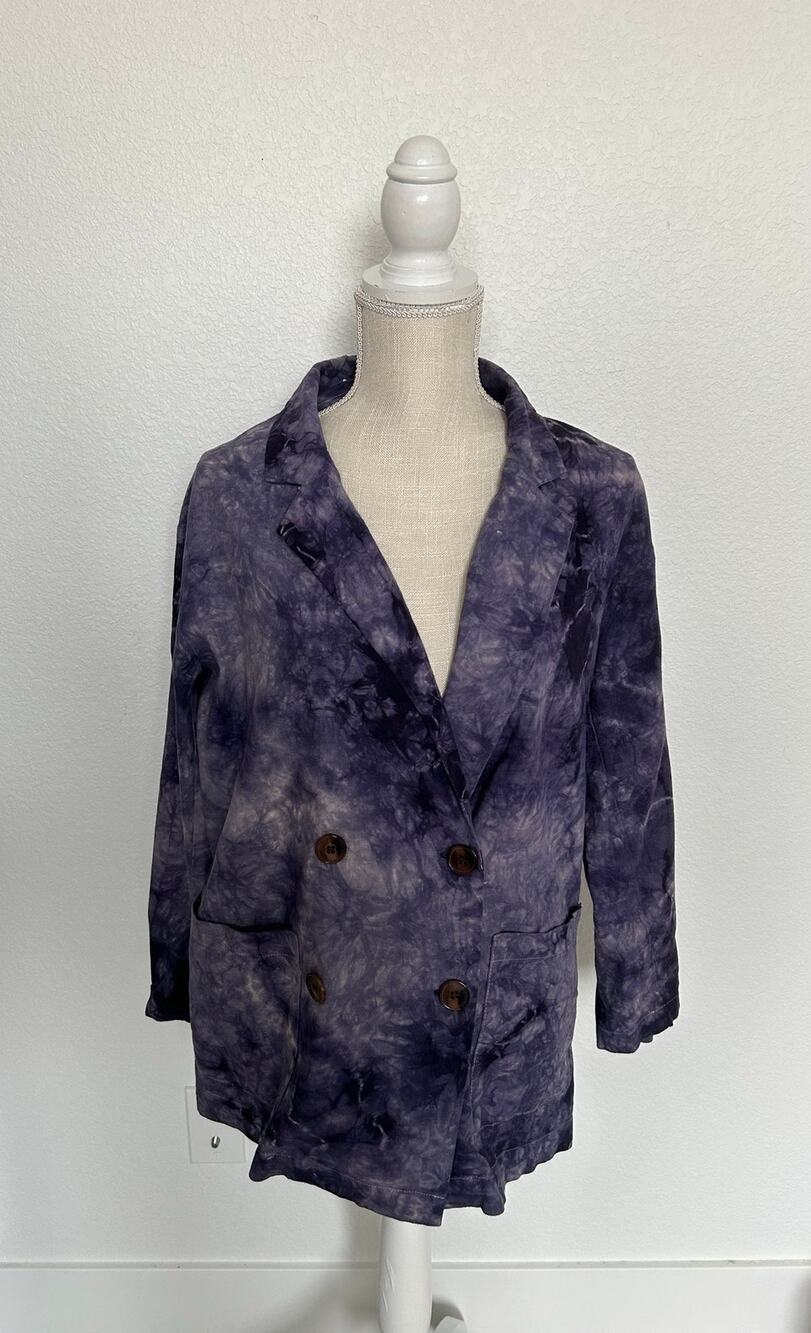 Anthropologie Amadi Hilde Tie-Dye Linen Blazer - S